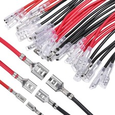 30Pcs 2.8Mm 4.8Mm and 6.3Mm Female Spade Crimp Terminal with Insulating Sleeve a