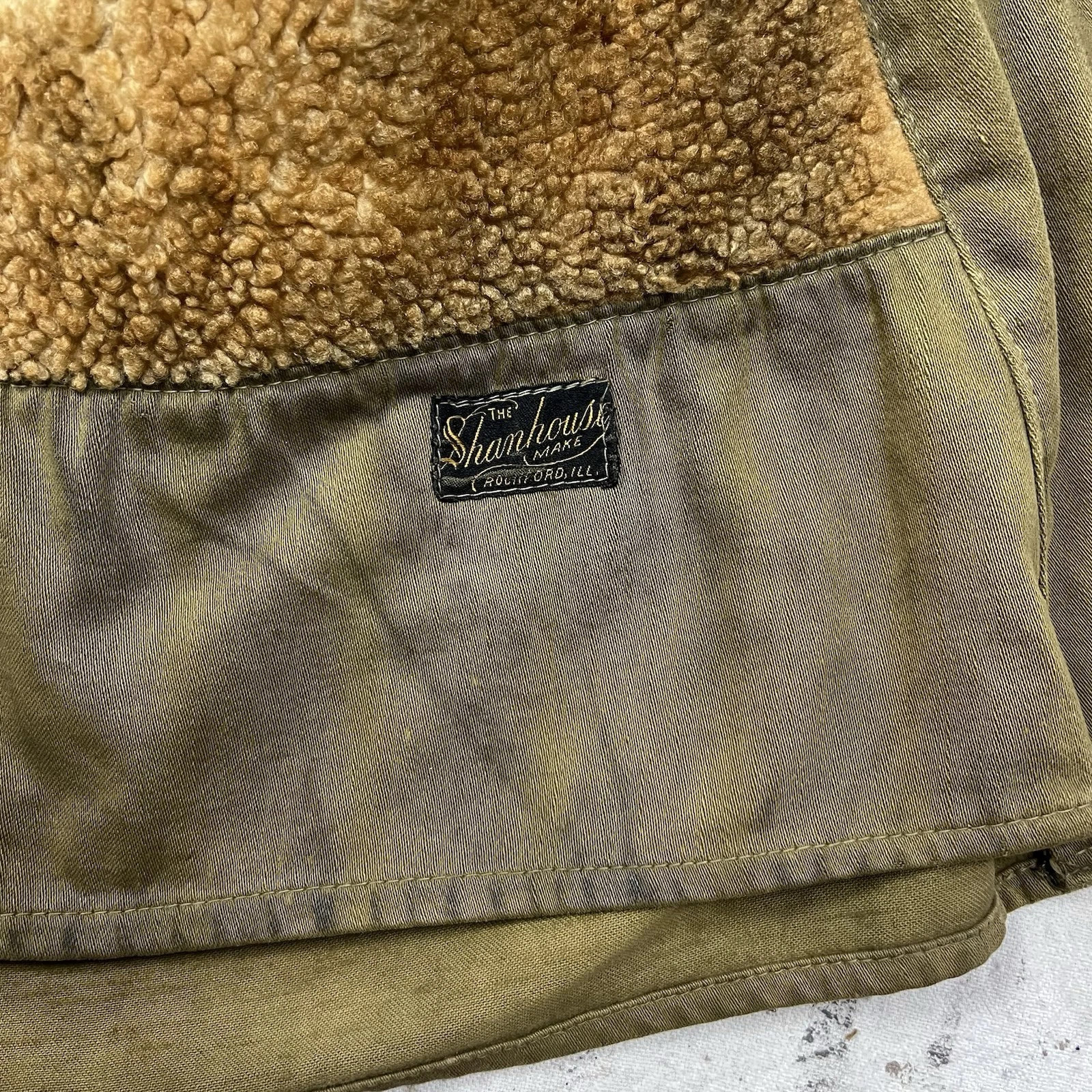 Vintage 30s 40s Shanhouse Make Barnstormer Jacket Coat Sherpa Lined Mens Small - product detail image 5