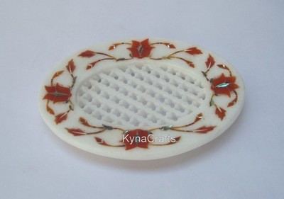 Marble Soap Bar Holder | 5x4 Inches Soap Tray | Small Trinket Holder for Vanity