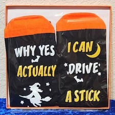 Halloween Socks - Fun Playful Message on Feet - Non-slip Women's shoe size 5-8