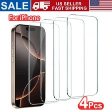 4X Tempered Glass Screen Protector For iPhone 17 16 15 14 13 12 11 Pro Max XR