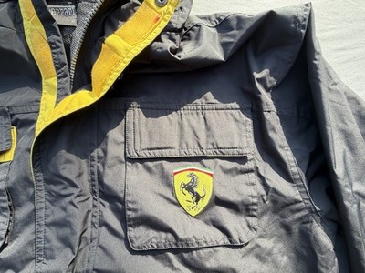 Vintage Ferrari Racing Jacket Anorak Black/Yellow Size Medium