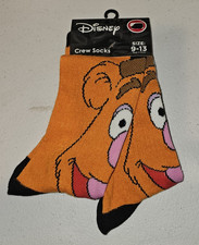 Disney FOZZIE BEAR Crew Socks Orange Adult Unisex New
