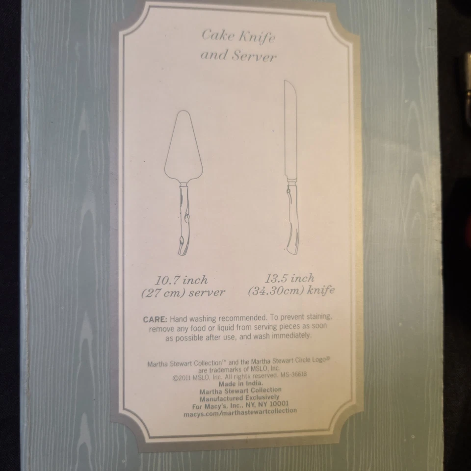 Conjunto de facas e servidores usados Martha Stewart coleção folhas de casca aniversário - Imagem 3 de 3