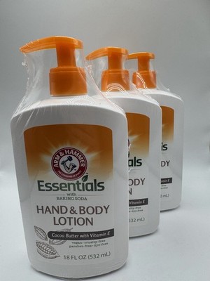 3 Arm & Hammer Essentials Hand & Body Lotion Cocoa Butter with Vitamin E 18 OZ