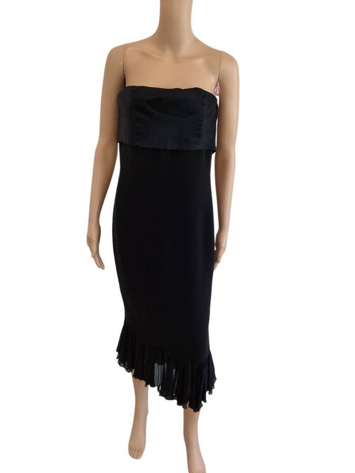 GIANNI VERSACE 1990's VINTAGE BLACK STRAPLESS DRESS SZ MED/LRG