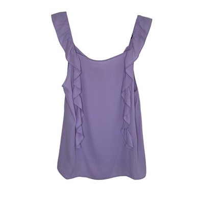 Loft Ruffle Lavender Tank Top Womens Size M Elegant Relaxed Fit NWT
