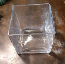 5 x 5 x 5 inch Tall clear glass square vase very thick and heavy 3.2 Lbs Used
