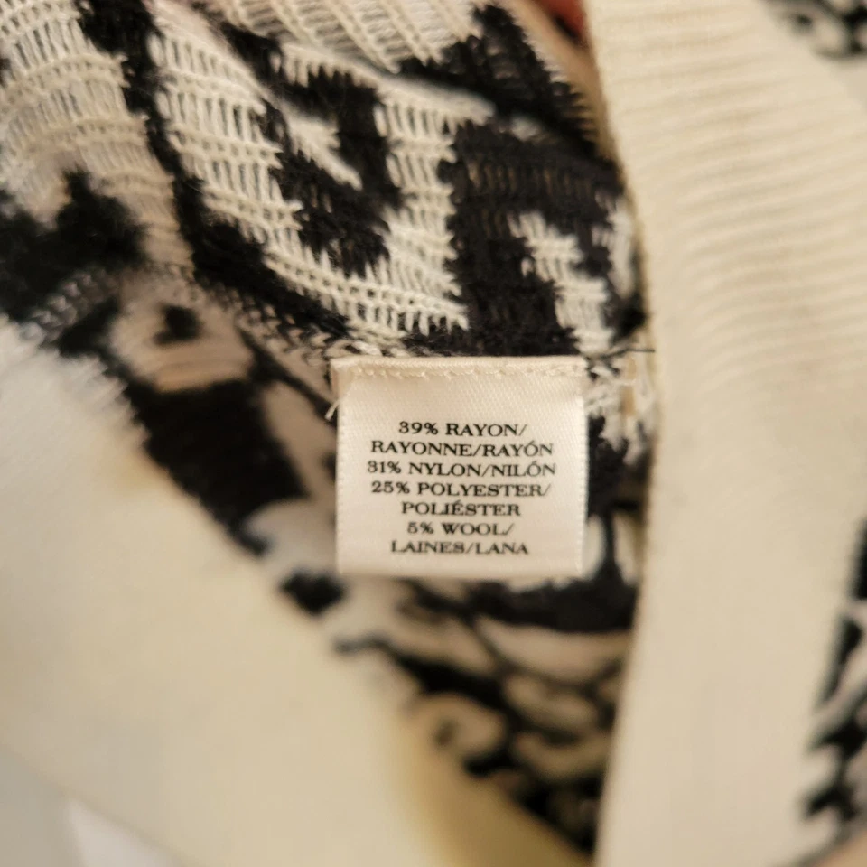 Suéter ANN TAYLOR Mujer Manga 3/4 Negro Marfil Estampado Leopardo Cálido Suave Foto 3 de 4