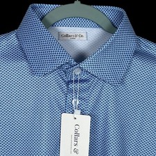 Collars  Co Polo Shirt Mens Large Blue Carrera Dress Collar Golf Preppy NWT