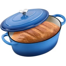 7 Quart Oval Dutch Oven with Lid 7QT Enameled Oval Cast Iron Dutch Oven for