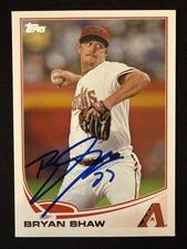 2013 Topps Bryan Shaw Signed Card 101 Diamondbacks Autograph Auto