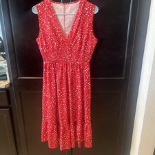 SHEIN Red And White Polka Dot Fit And Flare Dress Size Large