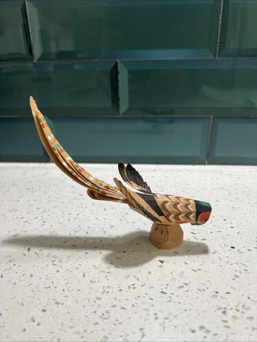 Stunning Parrot Bird Hand Carved Painted Wood Japnese Folk Art - Picture 4 of 9