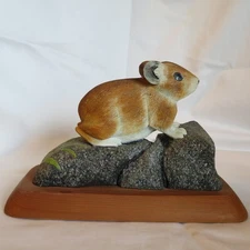 Realistic Rocky Mtn Pica - Hand carved from basswood by owner - 4 1/2" tall