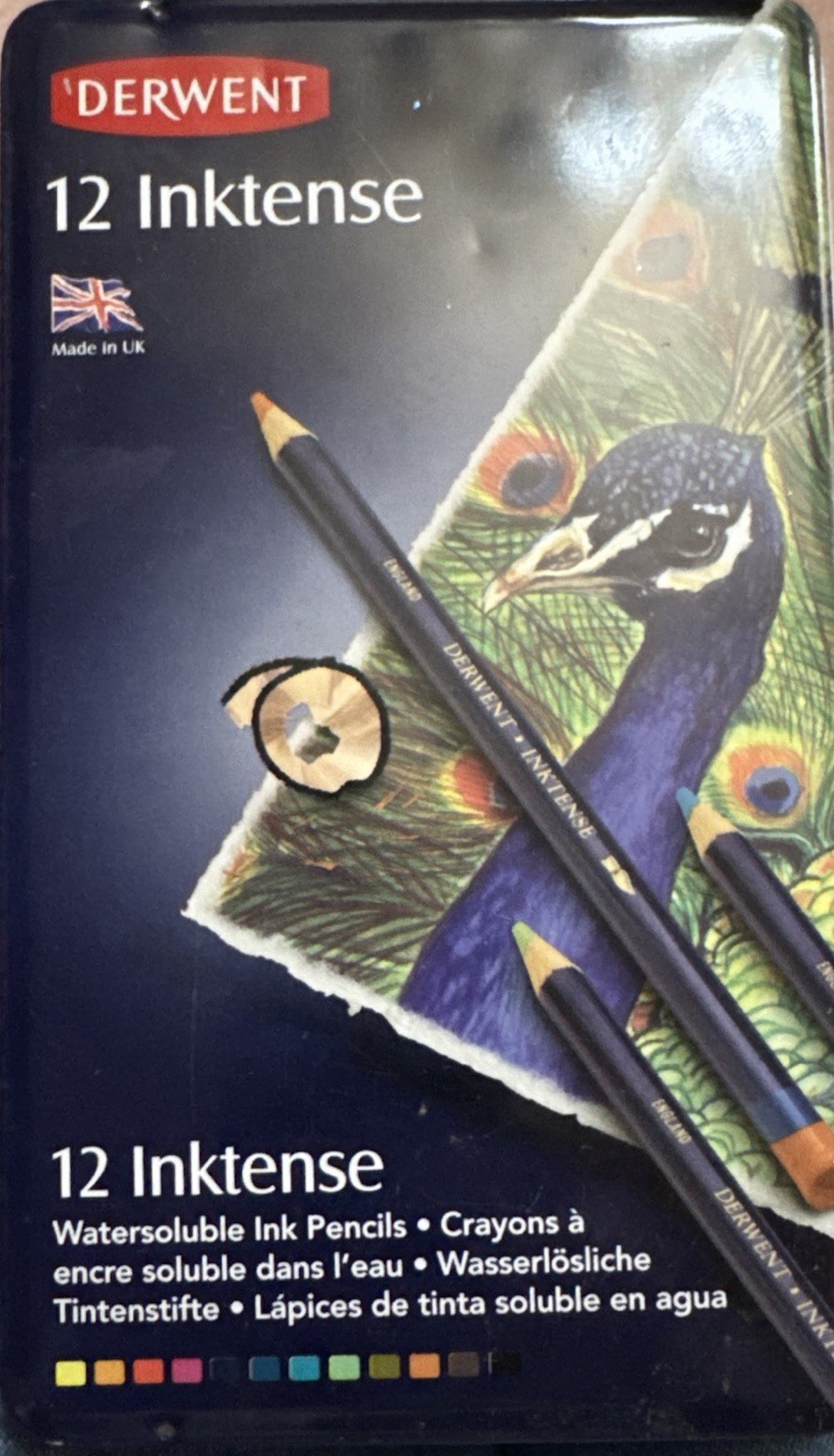 Derwent Inktense Watersoluble Pencil Set 12 Multicolor Tin A