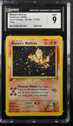 Blaine's Moltres (1st Edition) graded CGC 9 for sale on eBay