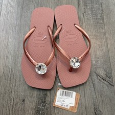 Havaianas Slim Square Centenary Diamond Flip Flops Pink Women s Size 11/12 NEW
