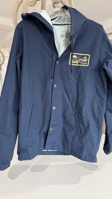 Salty Crew Hooded Snap Windbreaker Navy Water resistant Nylon Fishing Mens M 