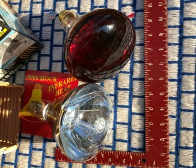 new 250w to 125w ruby red or clear 120v Infrared 130v heat lamp R40 light bulb