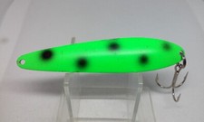 Dardevle Eppinger Flutter Chuck Style Green Blk Dot 4" Wobble Wiggle Spoon Lure