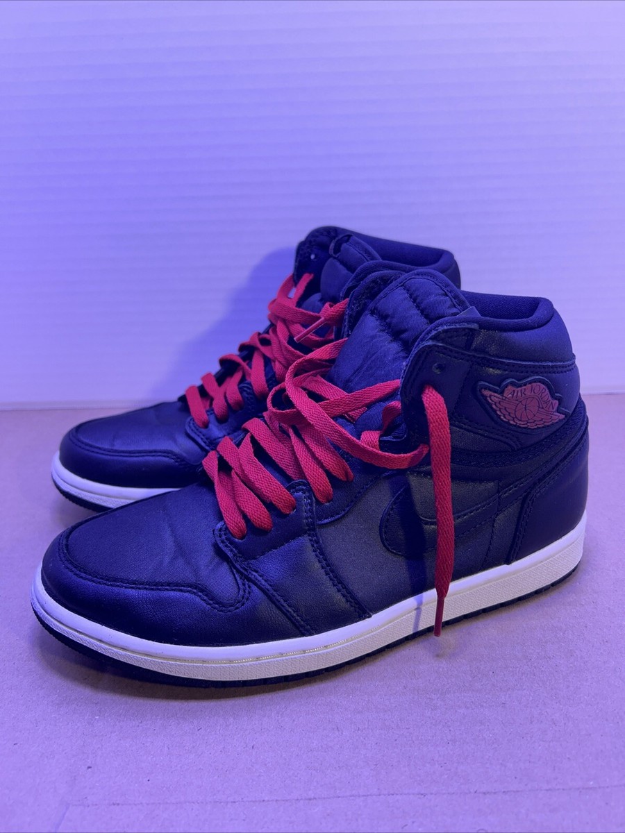 NIKE AIR JORDAN 1 RETRO HIGH BLACK GYM RED SATIN サテン Jordan 1 Retro High Black Satin Gym Red | eBay