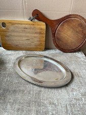 Ancien Plat Plateau Service Ovale Métal Argenté 34x23cm