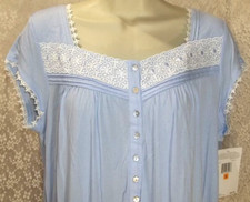 Eileen West Small S Blue 100 Modal Knit Nightgown Mid-Length short sleeve Gown