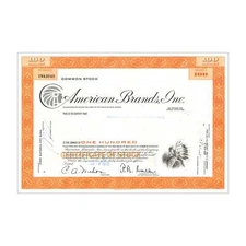 American Brands Inc. Stock Certificate // 100 Shares // Orange // 1960s-70s