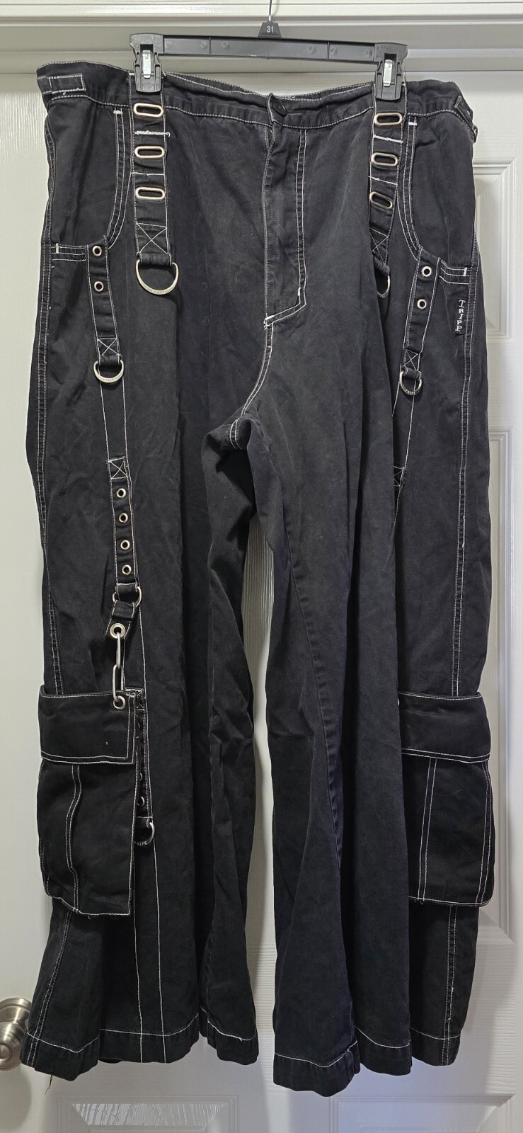 Vintage 90s Tripp NYC Bondage Style Pants Chains Baggy Goth Skater Punk Men's 2X image 3