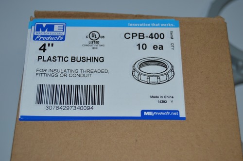 4" ME Plastic Bushing for INSULATING THREADED FITTINGS OR CONDUIT 10-PK GREY NEW - Picture 3 of 5