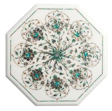Marble Coffee Center Table Top Turquoise Pauashell Malachite Inlay Arts Decors