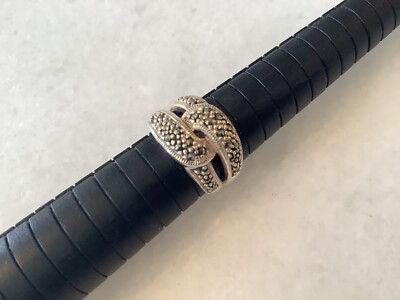 AUTHENTIC SIGN STERLING SILVER & MARCASITE LOVE KNOTT RING 8 MUST SEE NO RESERVE