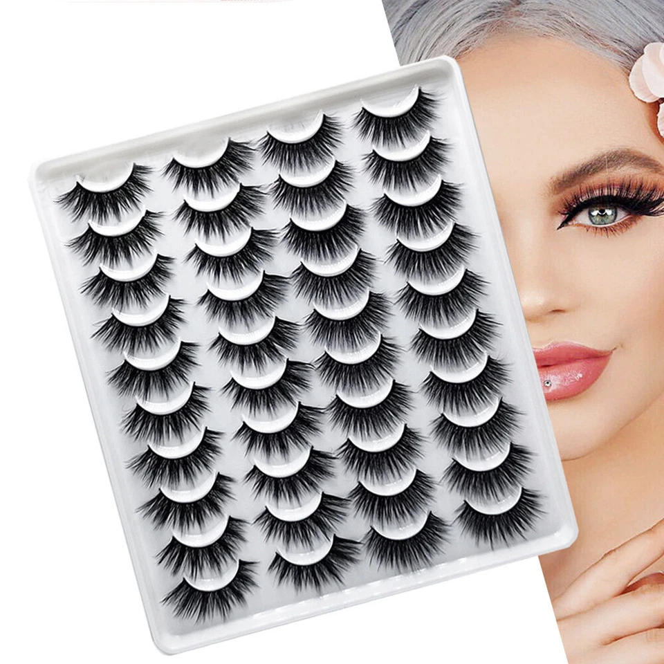 20Pairs Black 3D Soft Lashes False Eyelashes Mink Natural Extension Makeup - Image 3 of 4