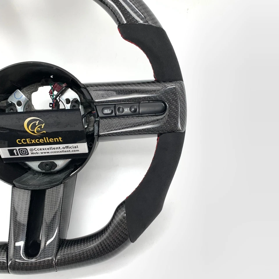 Volante/Alcantara de fibra de carbono real para Ford Mustang 05-09 S197 GT 05-12 - Imagem 2 de 4