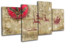 Bauble Santa Noel Christmas MULTI CANVAS WALL ART Picture Print