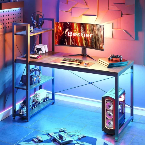 Bestier computer desk with cheap shelves