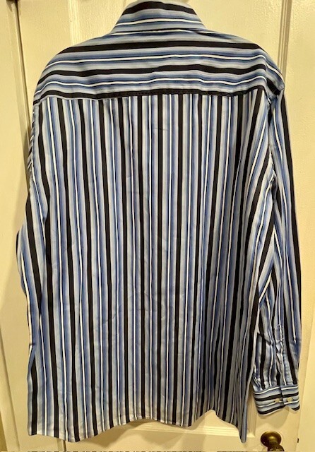 Bugatchi Uomo L Button Down Multicolor Blue Strip… - image 9