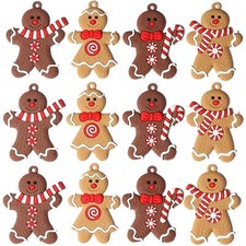 12 Pieces Gingerbread Man Ornaments, Gingerbread Christmas Ornaments Hanging ...