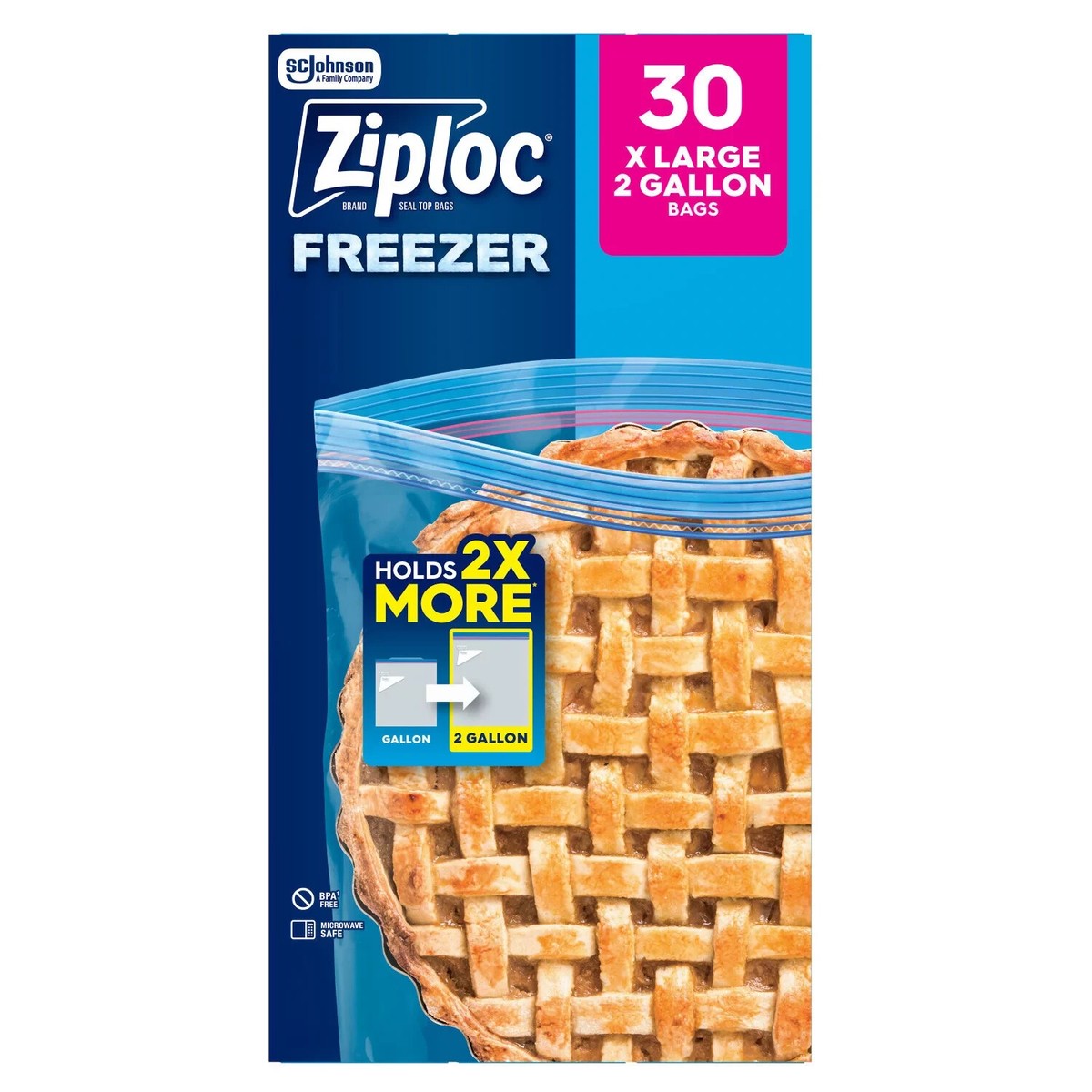 Ziploc 2-Gallon Seal Top Freezer Bags, 30