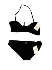 NWT Beth Richards Black Bikini Set Bandeau Top Sz L Naomi Bottom Sz M Beach