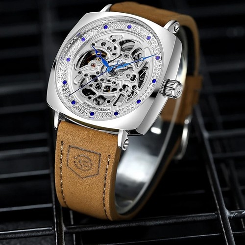 Forsining Luxury Leather Strap Skelton Watches Men Automatic Mechanical Watch - Picture 5 of 14