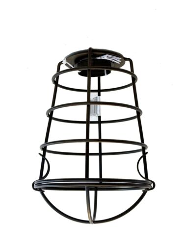 Oil Rubbed Bronze Mini Pendant Cage Shade with Latched Closed Bottom - Picture 1 of 13