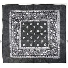 21x21 inch BLACK Bandana 100 Cotton Cloth Hat Handkerchief Scarf PAISLEY DESIGN