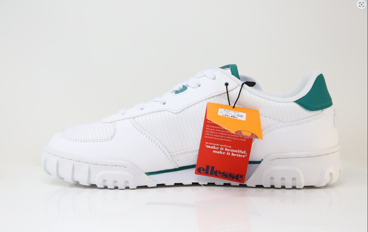 Ellesse Men's Tanker Cupsole STMF0543 White/Green Lace-up Trainers