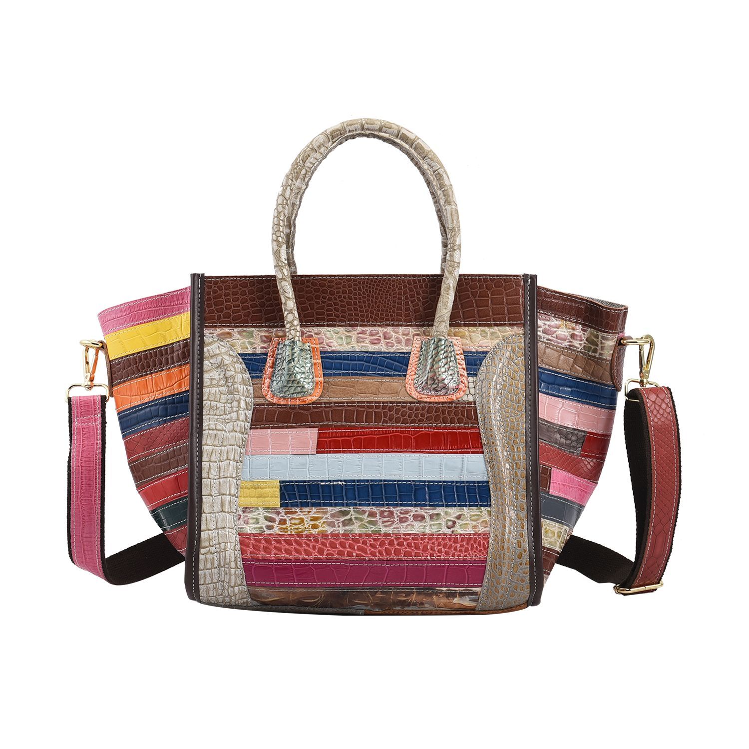 Bolso de CHAOS Estampado de Cocodrilo Cuero Arco Iris Convertible Correa de Hombro Larga | eBay