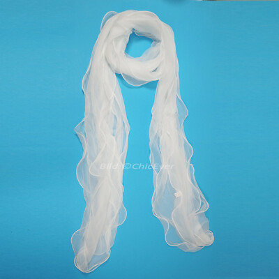 Seidenschal 100% Silk Seide uni weiss