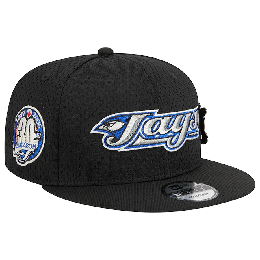 Men's Toronto Blue Jays New Era Black Post Up Pin 9FIFTY Snapback Hat Cap - Image 3 of 4