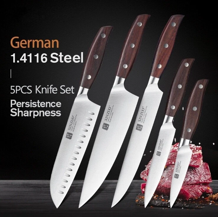 Kitchen Knife Quality Stainless Steel Set Knives Chef Full Professional Santoku