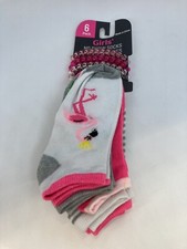 6 Pack Girls No Show Socks w/ 3 Coil Hair Ties Shoe Size 6-1